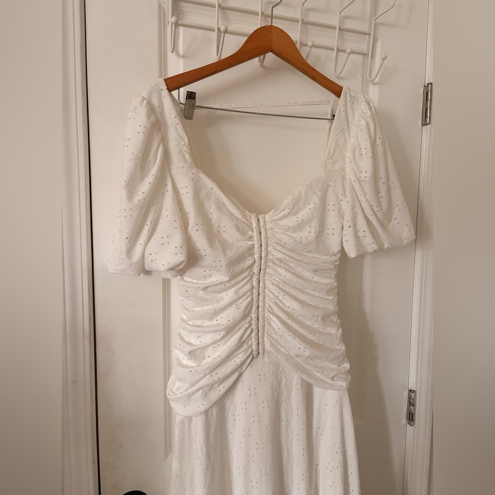 Elegant White Ruched Dress
